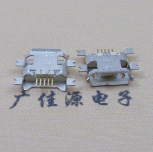甘肃MICRO USB5pin接口 四脚贴片沉板母座 翻边白胶芯