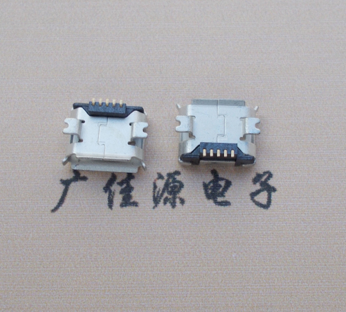 甘肃Micro USB 5PIN接口,B型垫高0.9mm鱼叉脚贴片雾锡卷边