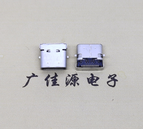 甘肃type c24p板上双壳连接器接口 DIP+SMT L=10.0脚长1.6母头